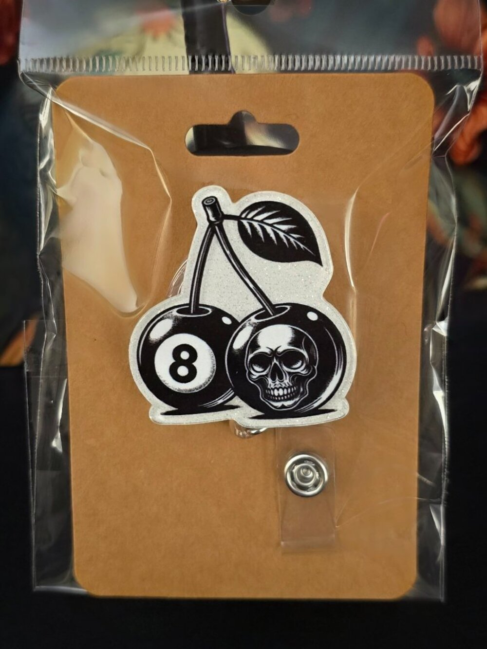 8 ball Skull Novelty Acrylic Badge Reel ID Holder